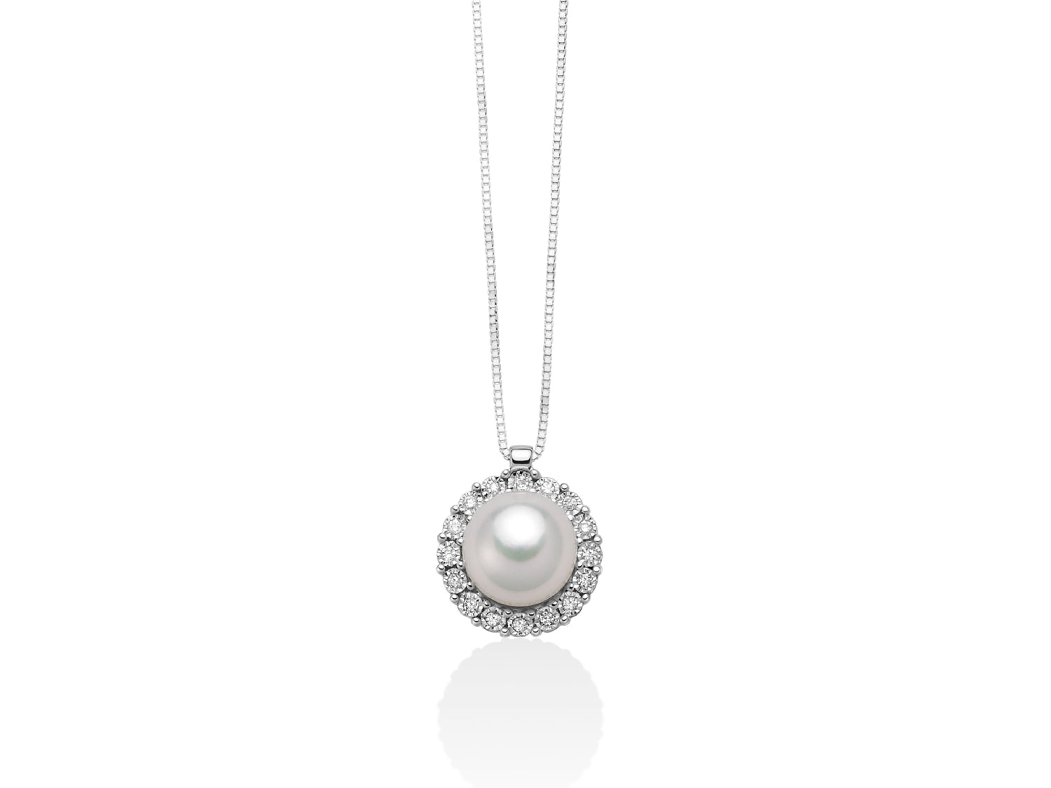 Collana Donna Miluna Girocollo Oro Bianco 18 KT Perla 7-7,5 mm Diamanti PCL5748